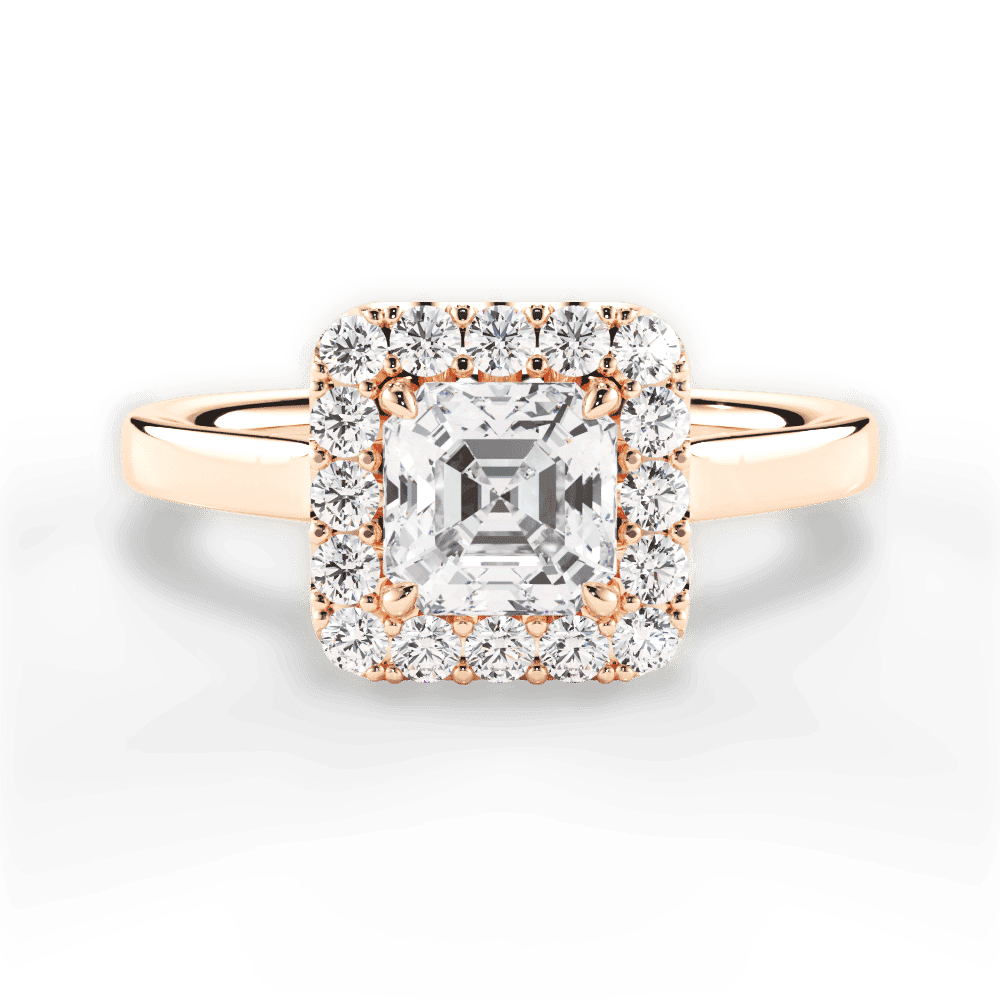 14kt Rose Gold/18kt Rose Gold/asscher/top