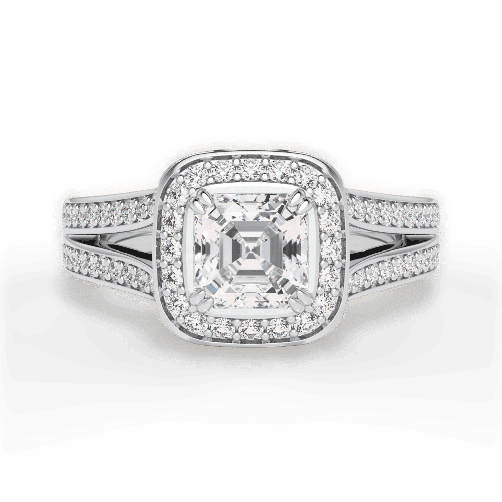 14kt White Gold/18kt White Gold/Platinum/asscher/top