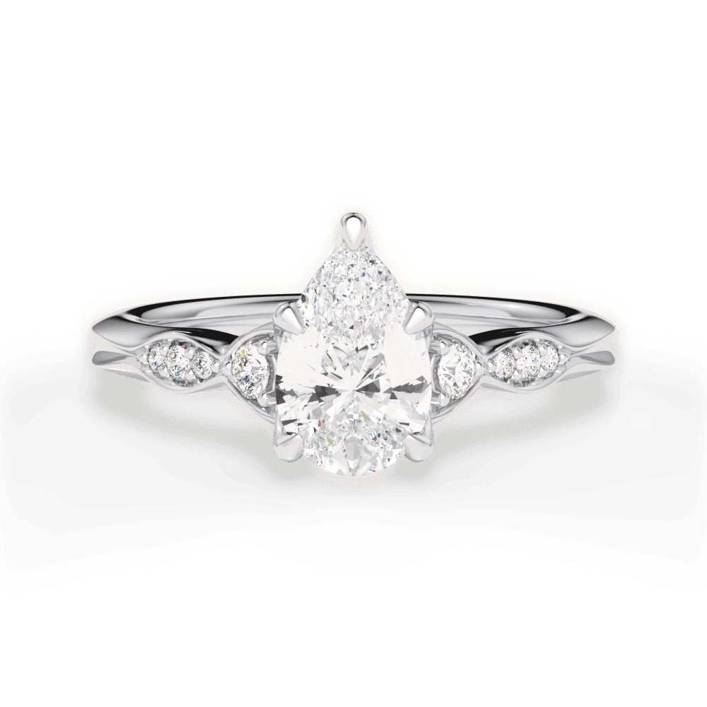 14kt White Gold/18kt White Gold/Platinum/pear/top