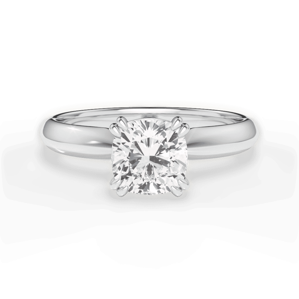 14kt White Gold/18kt White Gold/Platinum/cushion/top