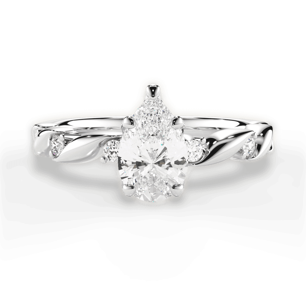 14kt White Gold/18kt White Gold/Platinum/pear/top