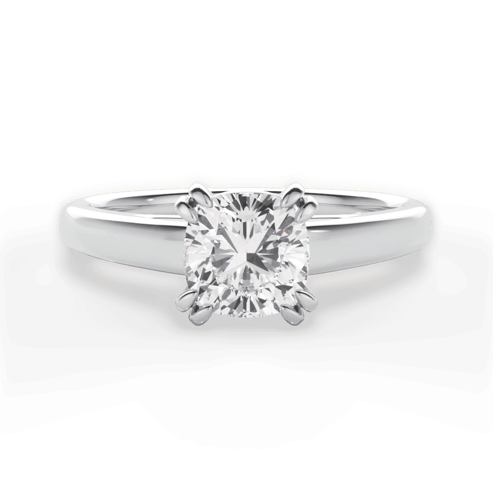 14kt White Gold/18kt White Gold/Platinum/cushion/top