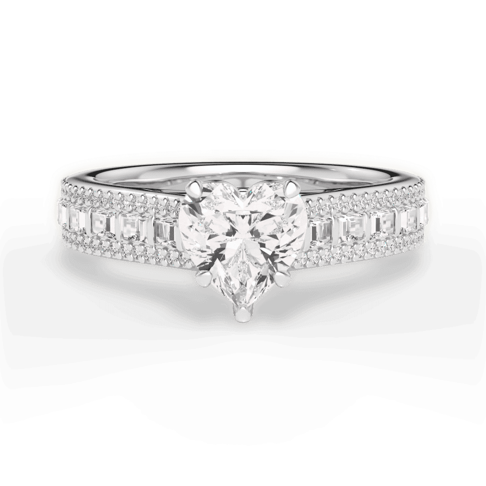14kt White Gold/18kt White Gold/Platinum/heart/top
