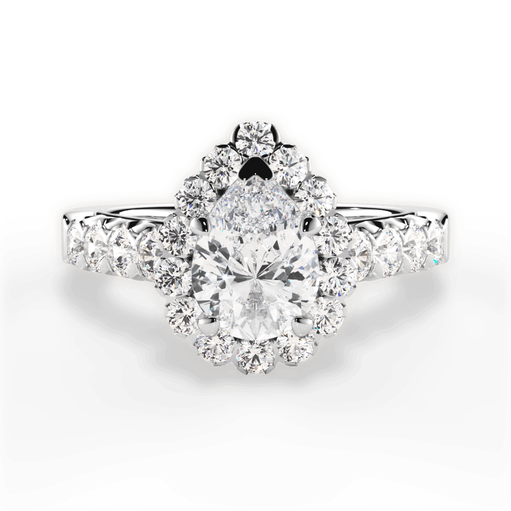 14kt White Gold/18kt White Gold/Platinum/pear/top