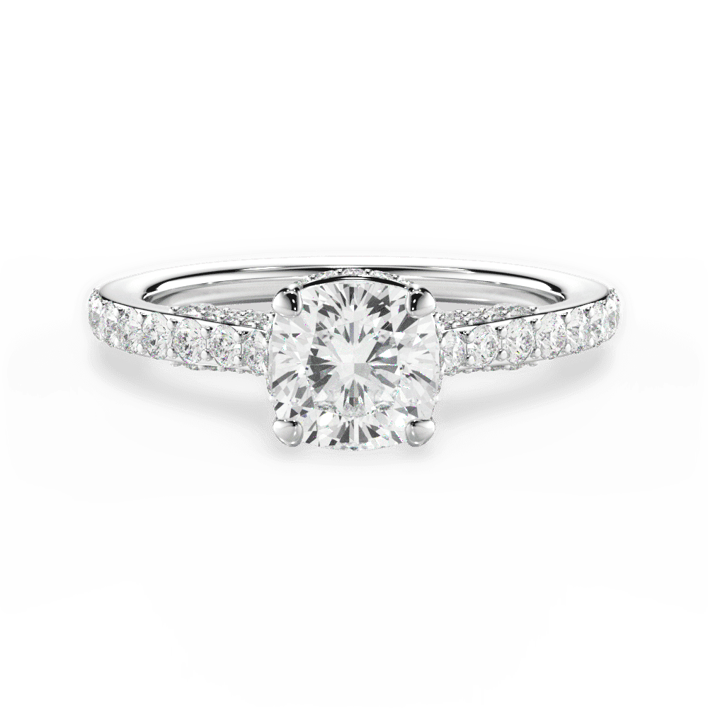 14kt White Gold/18kt White Gold/Platinum/cushion/top