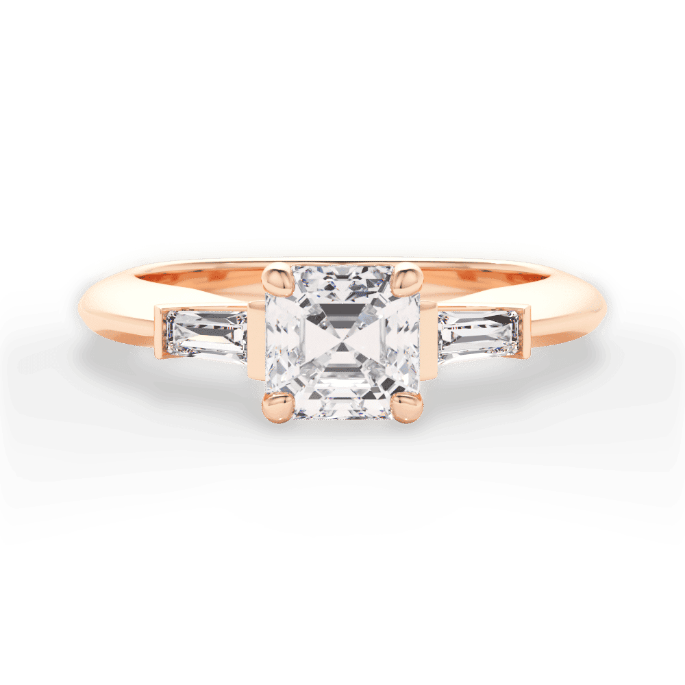 14kt Rose Gold/18kt Rose Gold/asscher/top