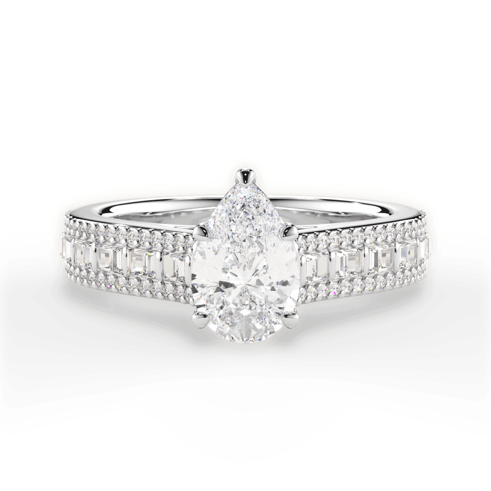 14kt White Gold/18kt White Gold/Platinum/pear/top