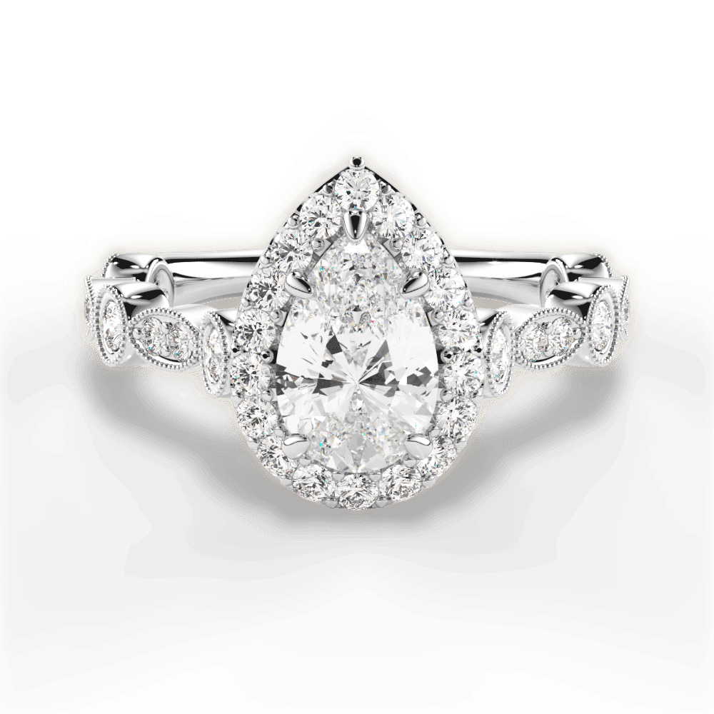 14kt White Gold/18kt White Gold/Platinum/pear/top