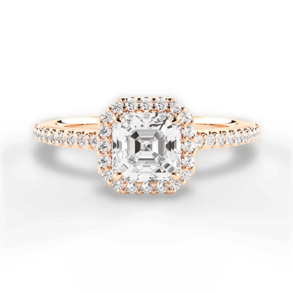 14kt Rose Gold/18kt Rose Gold/asscher/top
