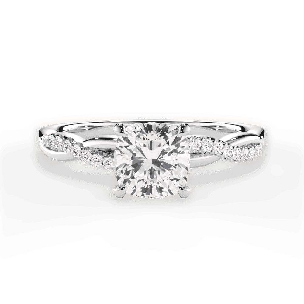 14kt White Gold/18kt White Gold/Platinum/cushion/top