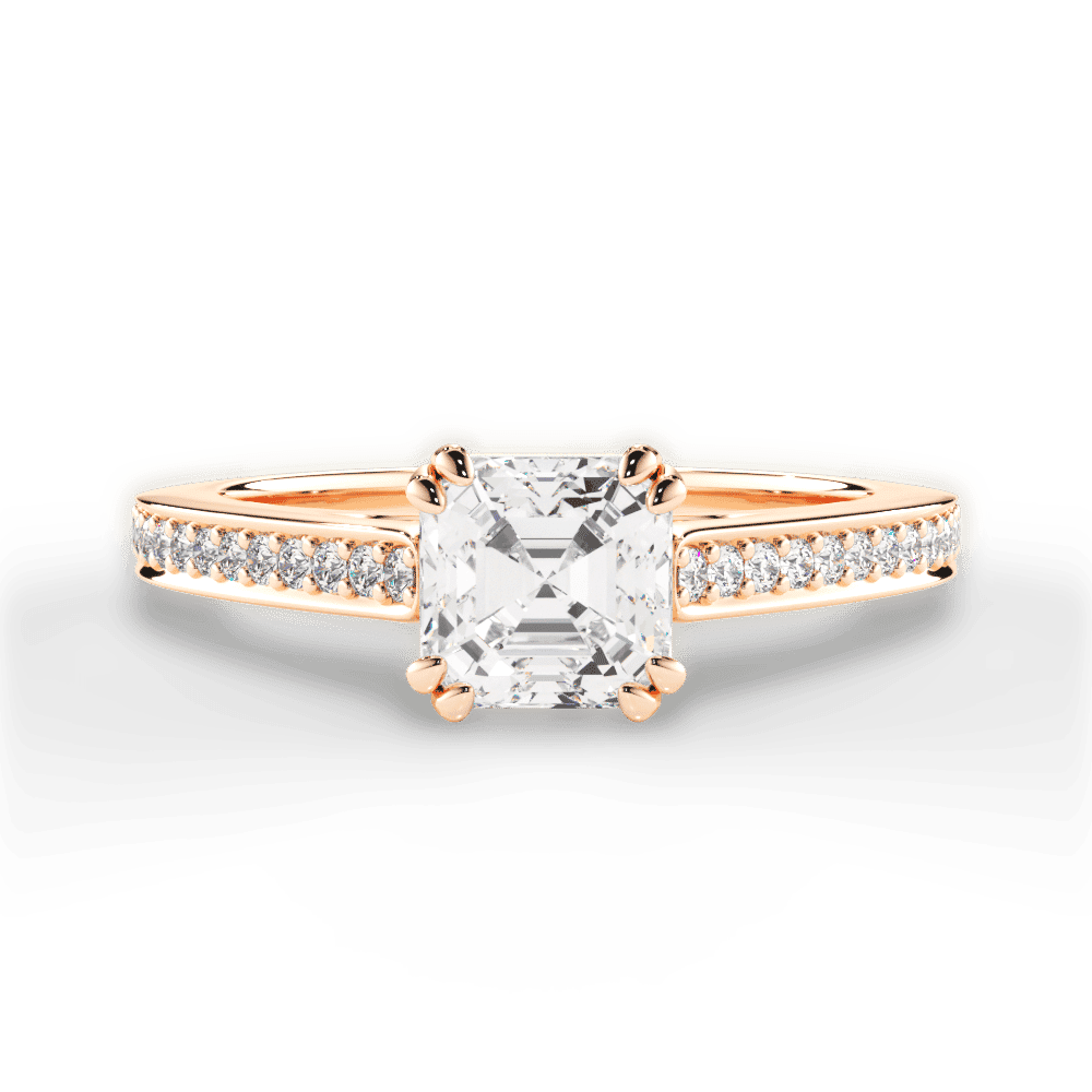 14kt Rose Gold/18kt Rose Gold/asscher/top