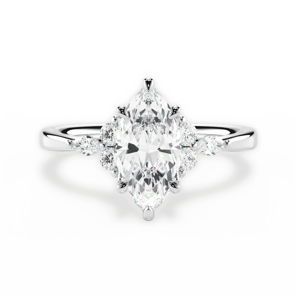 14kt White Gold/18kt White Gold/Platinum/marquise/top