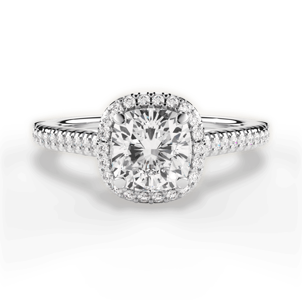 14kt White Gold/18kt White Gold/Platinum/cushion/top