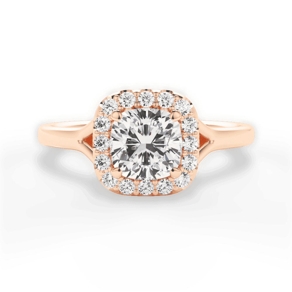 14kt Rose Gold/18kt Rose Gold/cushion/top