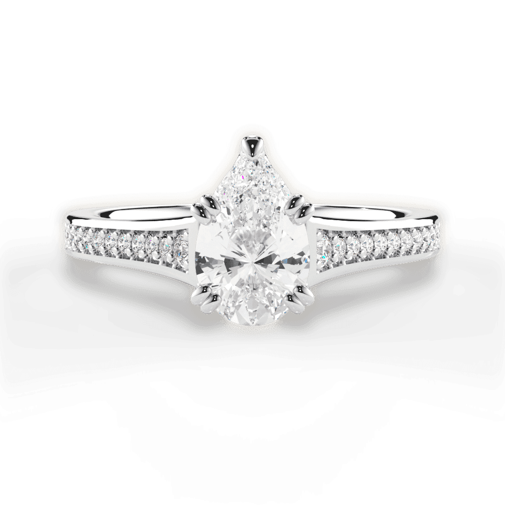 14kt White Gold/18kt White Gold/Platinum/pear/top