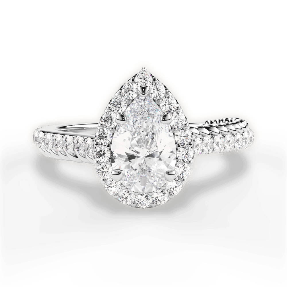 14kt White Gold/18kt White Gold/Platinum/pear/top