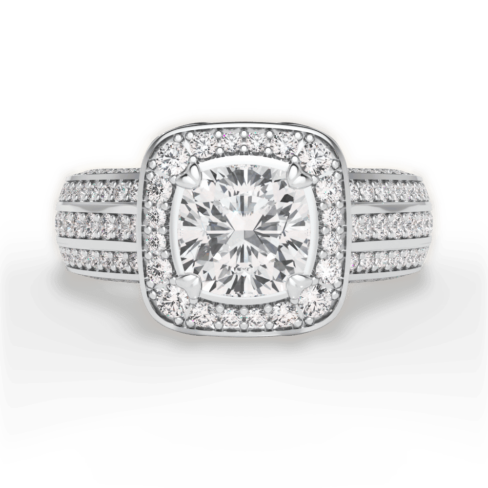14kt White Gold/18kt White Gold/Platinum/cushion/top