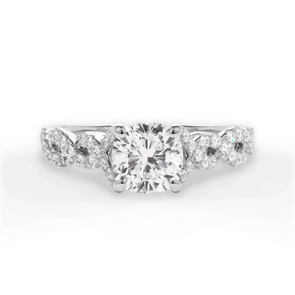 14kt White Gold/18kt White Gold/Platinum/cushion/top