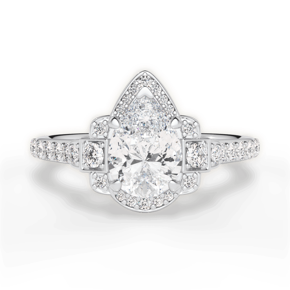 14kt White Gold/18kt White Gold/Platinum/pear/top