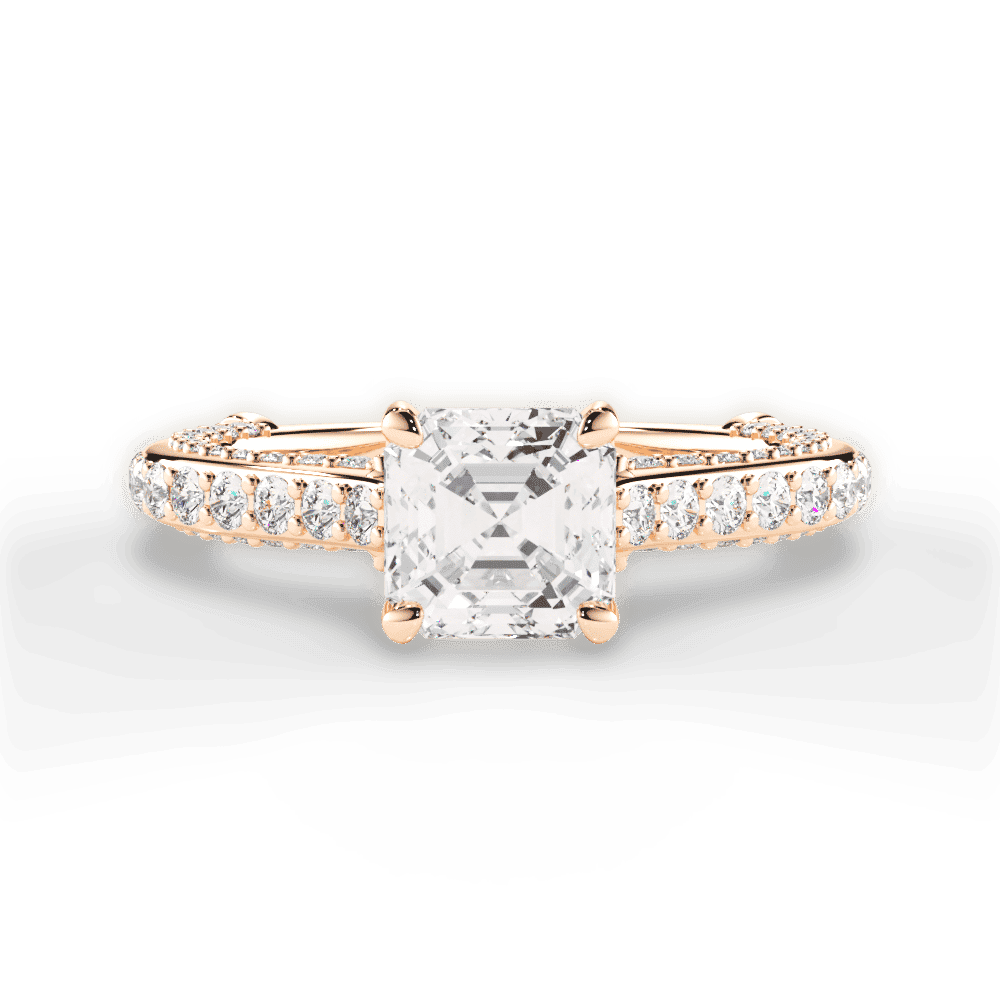 14kt Rose Gold/18kt Rose Gold/asscher/top