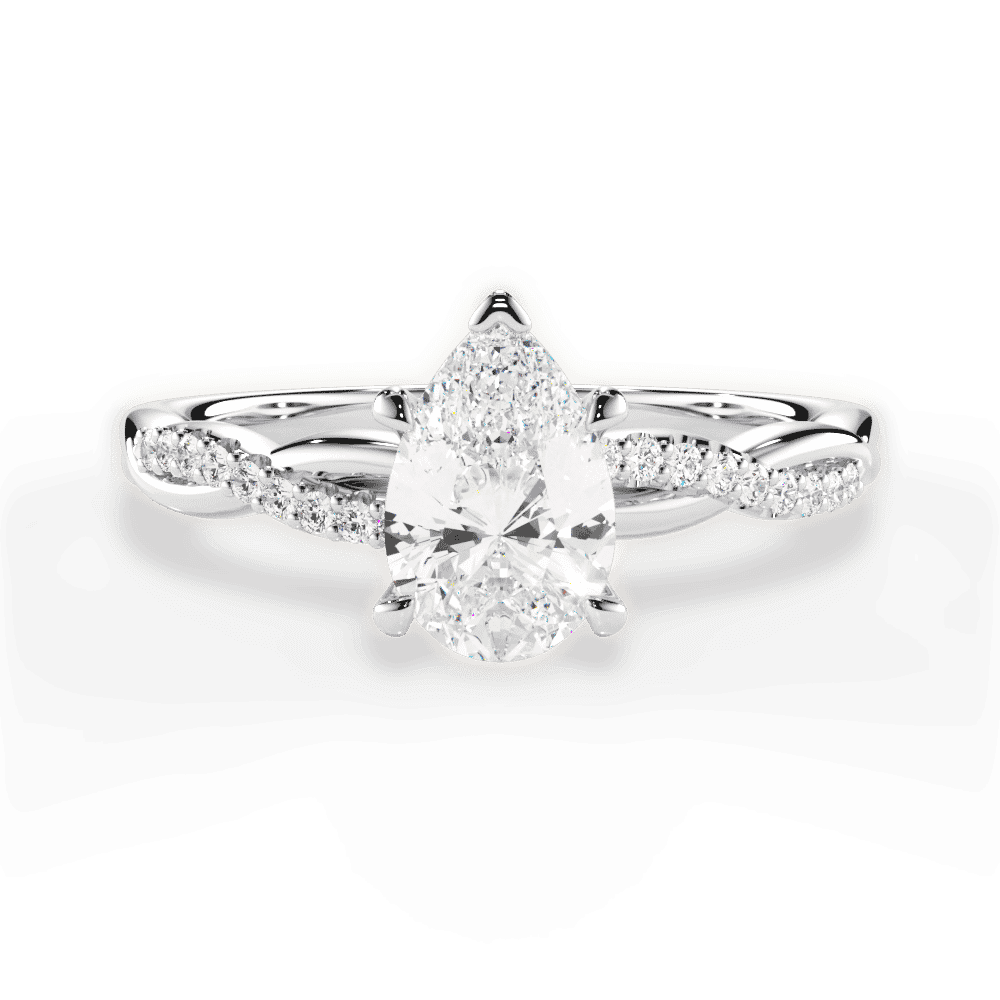 14kt White Gold/18kt White Gold/Platinum/pear/top