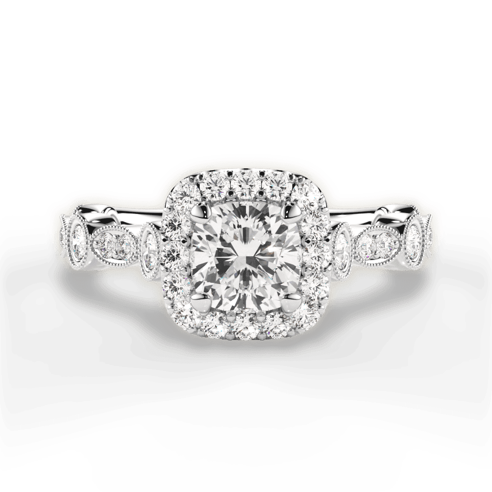 14kt White Gold/18kt White Gold/Platinum/cushion/top