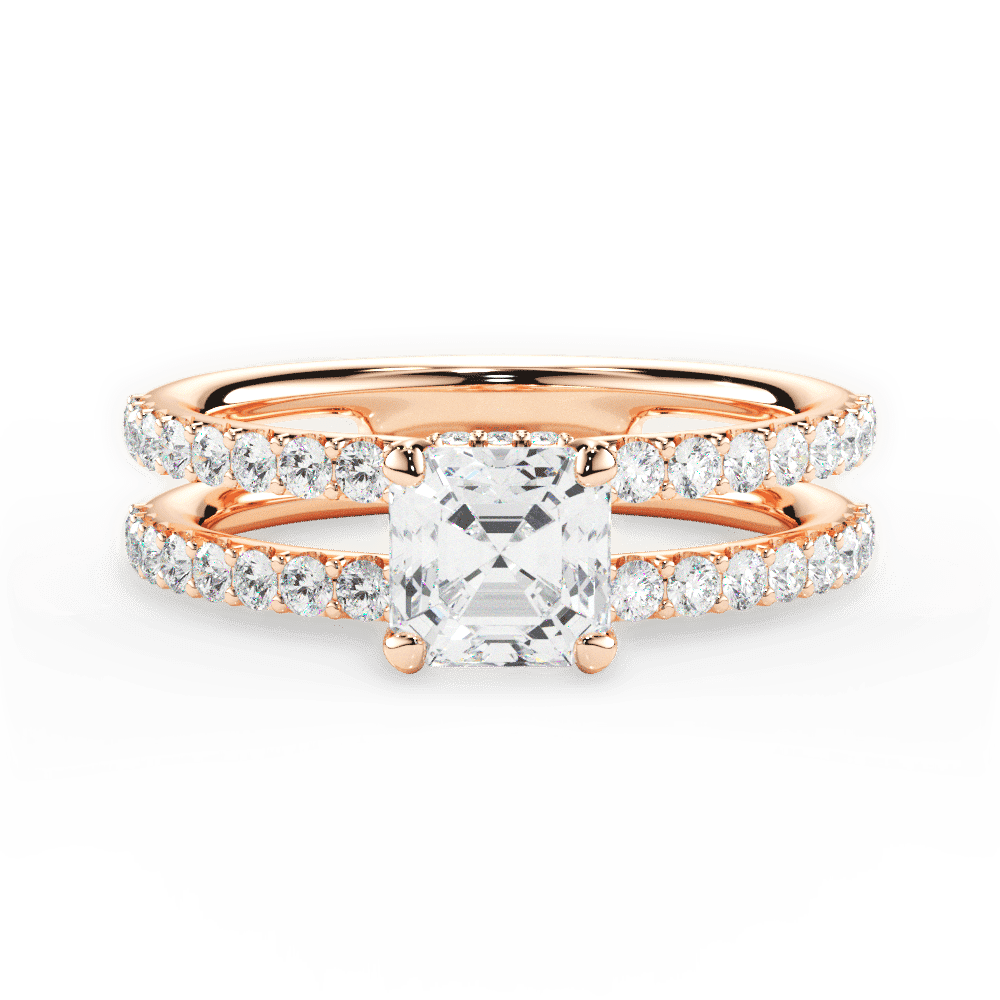 14kt Rose Gold/18kt Rose Gold/asscher/top
