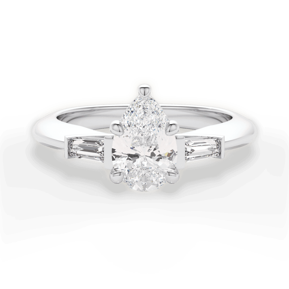14kt White Gold/18kt White Gold/Platinum/pear/top