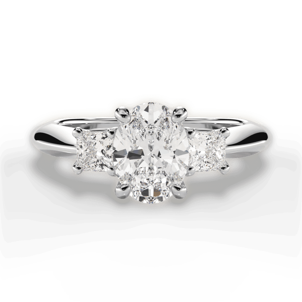 14kt White Gold/18kt White Gold/Platinum/oval/top