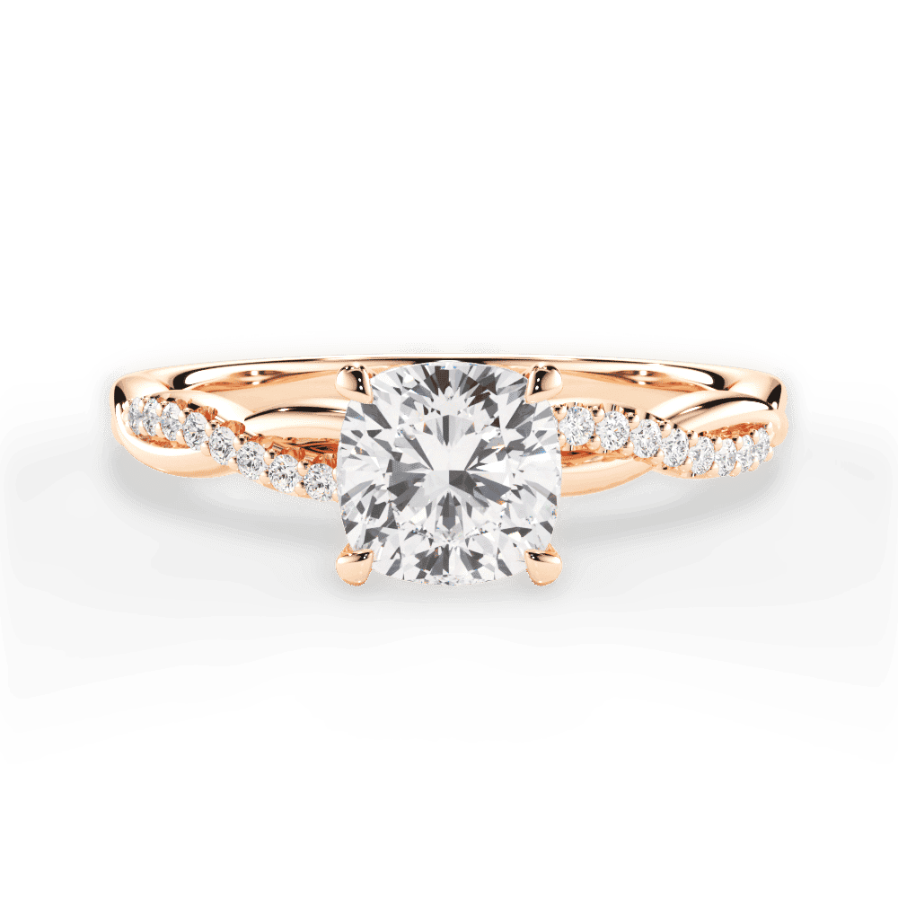 14kt Rose Gold/18kt Rose Gold/cushion/top