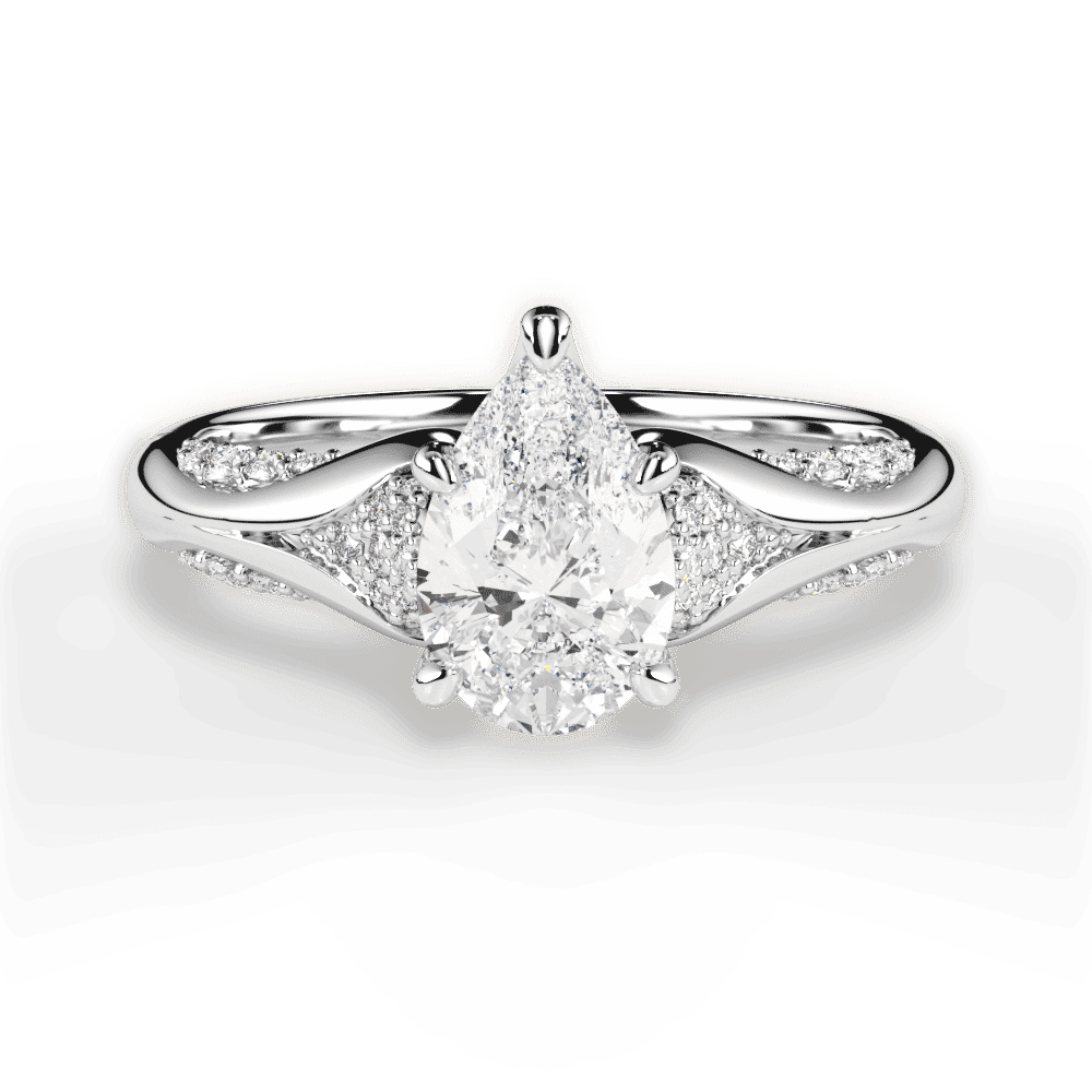 14kt White Gold/18kt White Gold/Platinum/pear/top