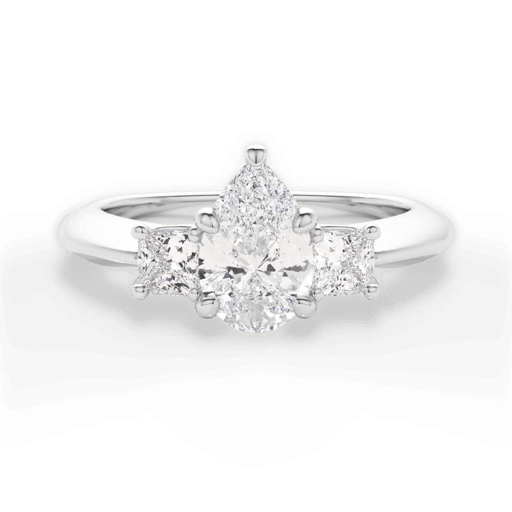14kt White Gold/18kt White Gold/Platinum/pear/top