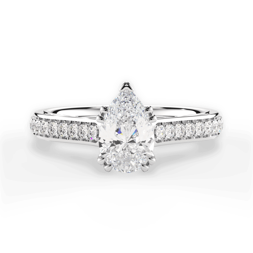 14kt White Gold/18kt White Gold/Platinum/pear/top