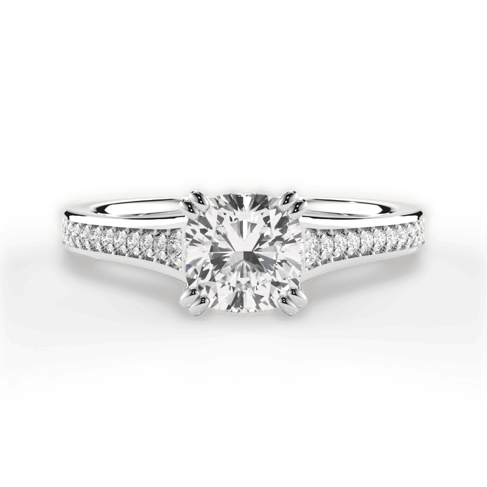 14kt White Gold/18kt White Gold/Platinum/cushion/top