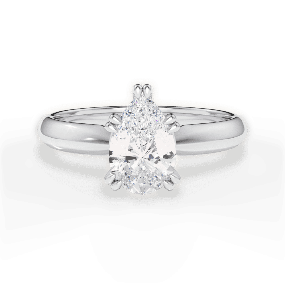 14kt White Gold/18kt White Gold/Platinum/pear/top