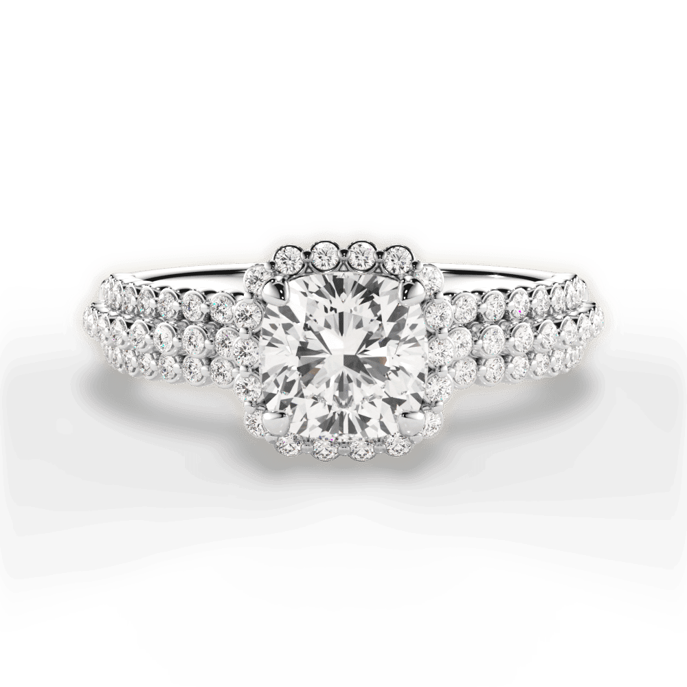14kt White Gold/18kt White Gold/Platinum/cushion/top
