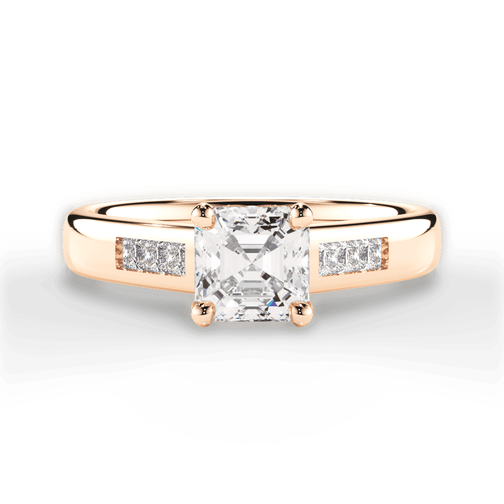 14kt Rose Gold/18kt Rose Gold/asscher/top
