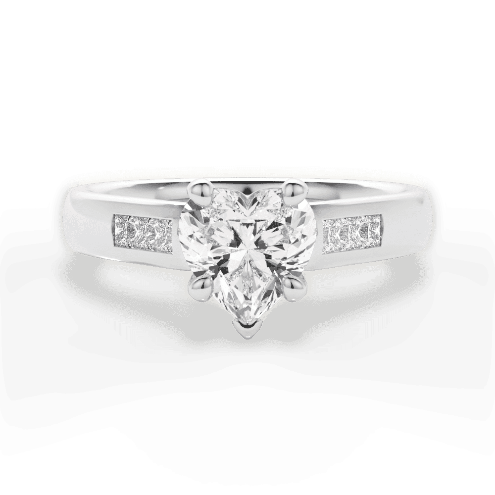 14kt White Gold/18kt White Gold/Platinum/heart/top