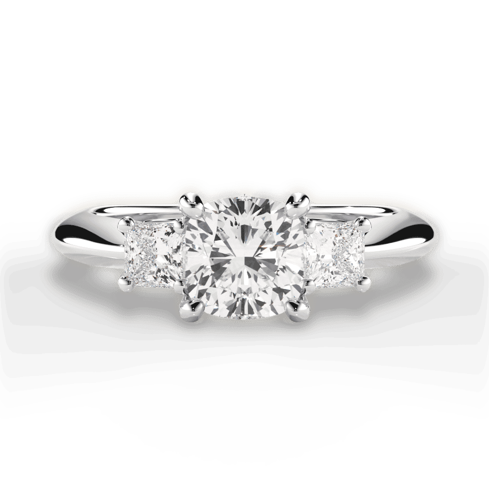 14kt White Gold/18kt White Gold/Platinum/cushion/top
