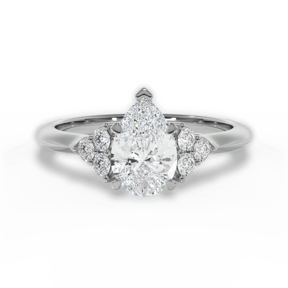 14kt White Gold/18kt White Gold/Platinum/pear/top