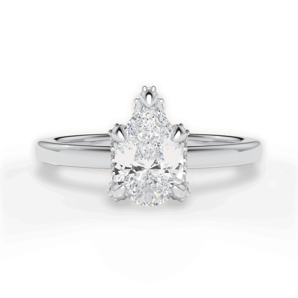 14kt White Gold/18kt White Gold/Platinum/pear/top