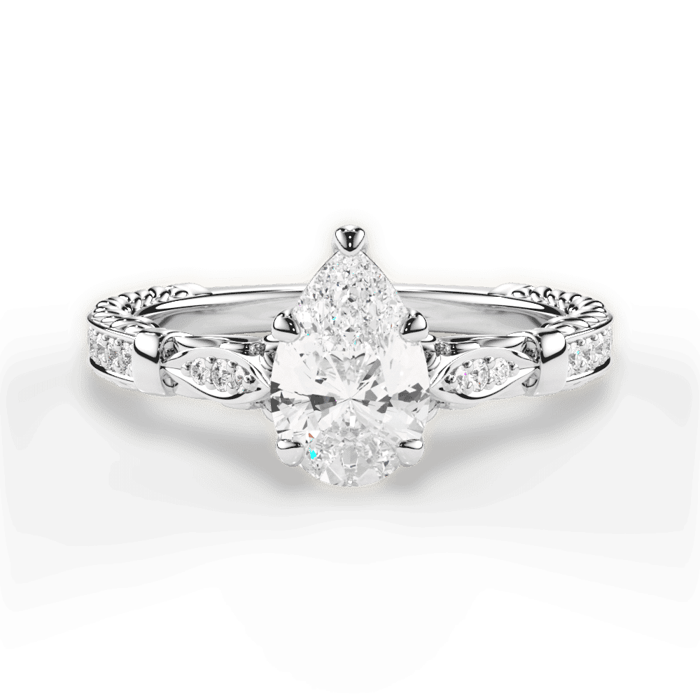 14kt White Gold/18kt White Gold/Platinum/pear/top