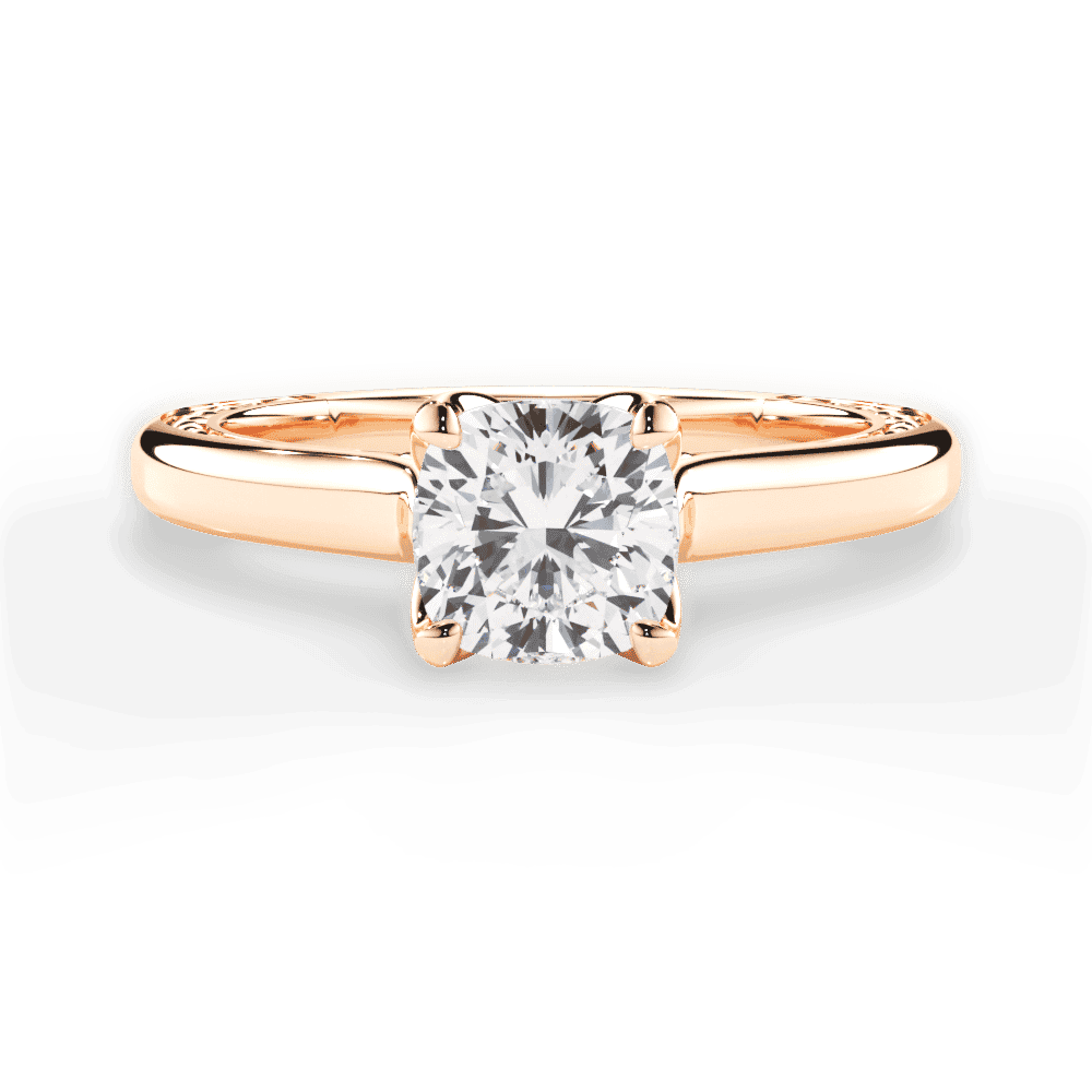 14kt Rose Gold/18kt Rose Gold/cushion/top