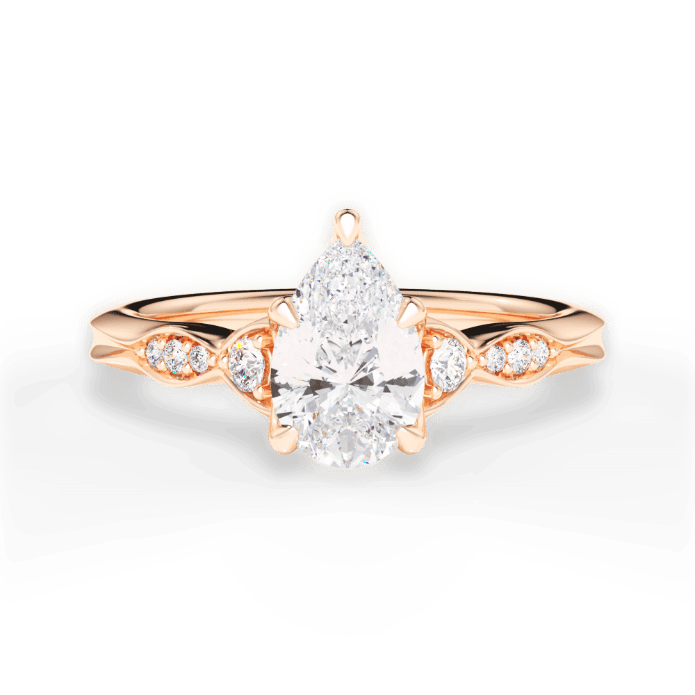 14kt Rose Gold/18kt Rose Gold/pear/top