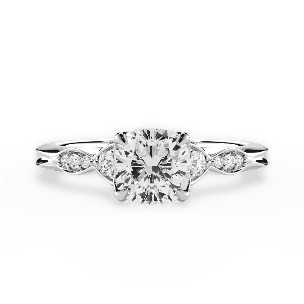 14kt White Gold/18kt White Gold/Platinum/cushion/top