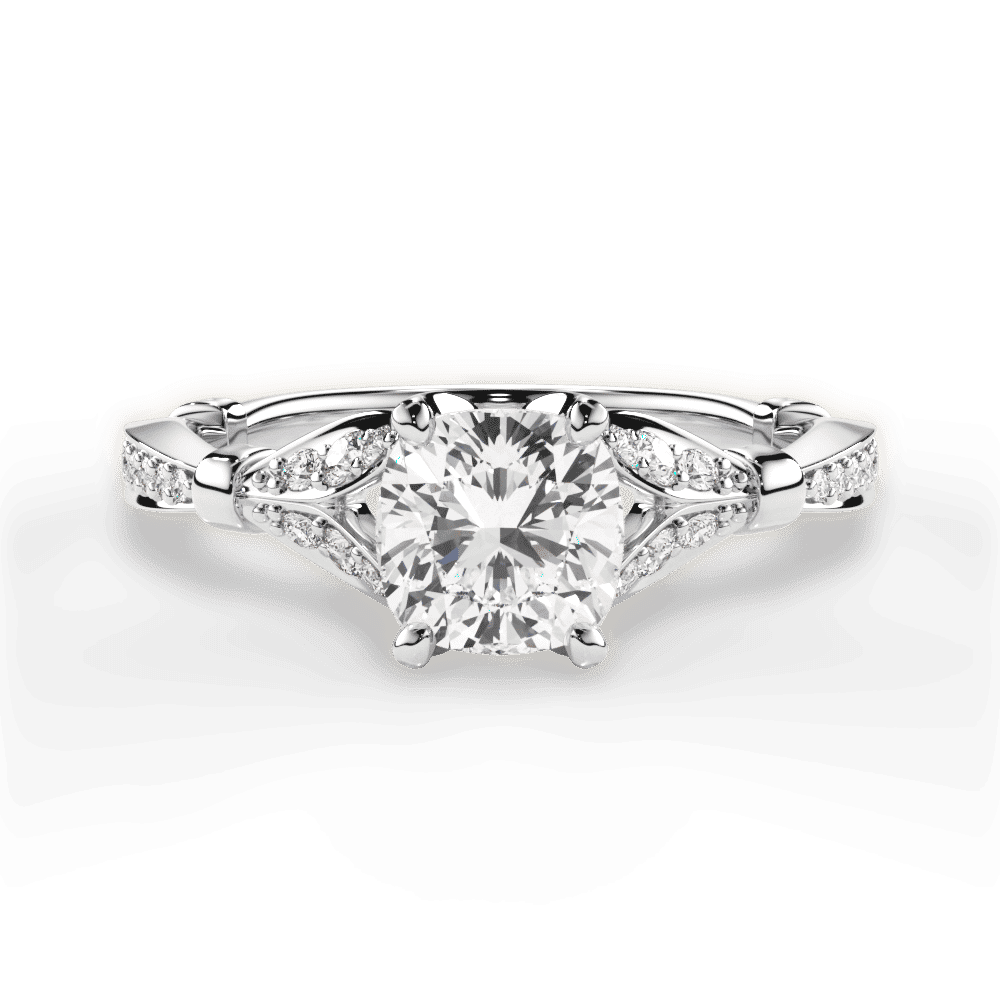 14kt White Gold/18kt White Gold/Platinum/cushion/top