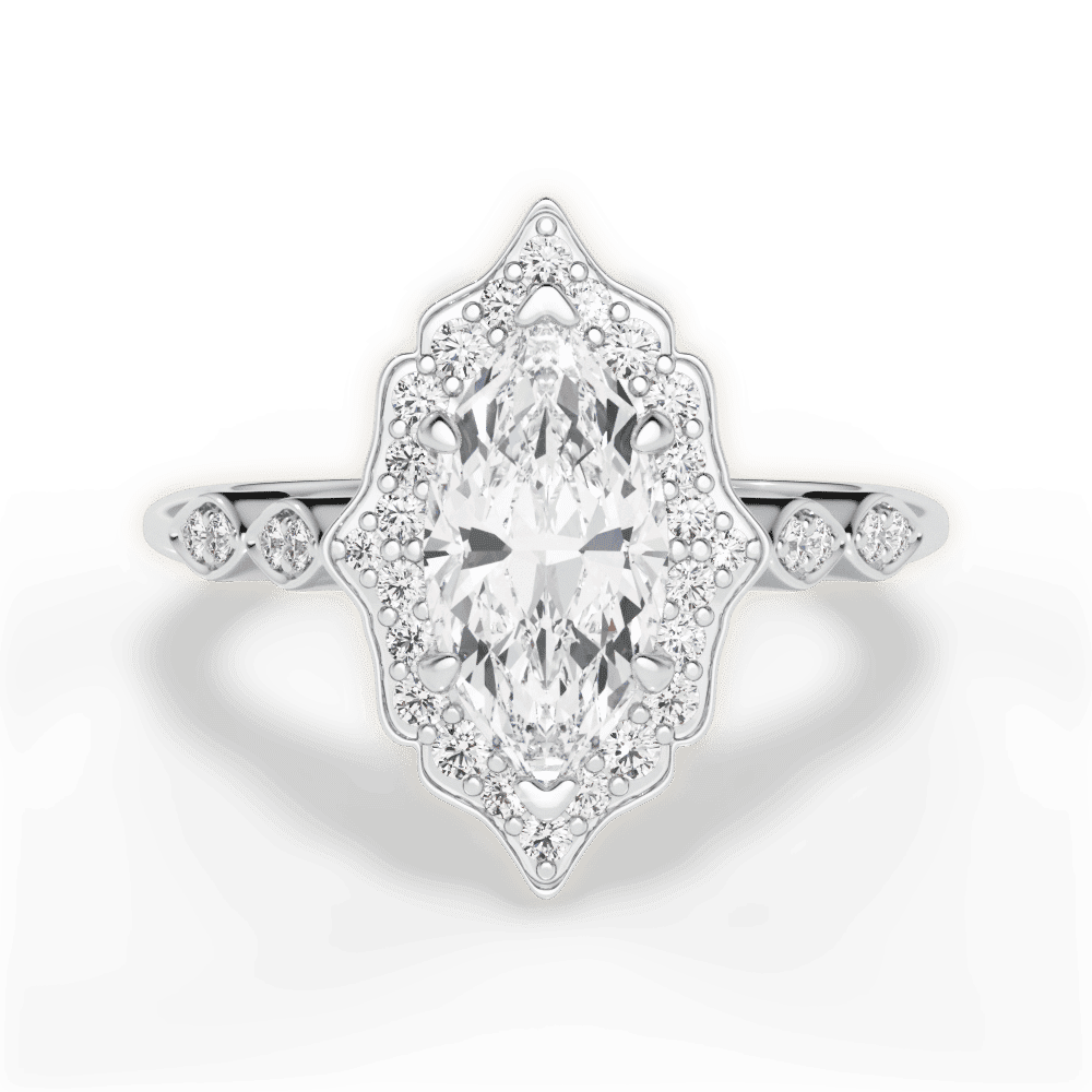 14kt White Gold/18kt White Gold/Platinum/marquise/top