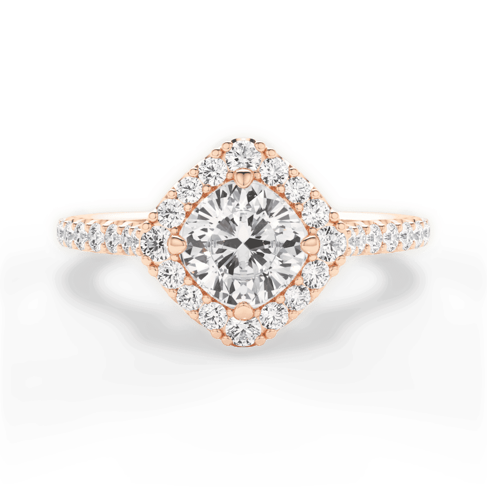 14kt Rose Gold/18kt Rose Gold/cushion/top