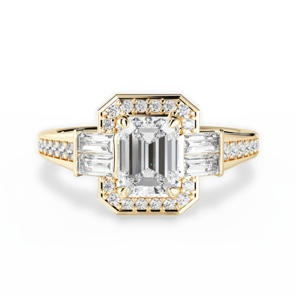 14kt Yellow Gold/18kt Yellow Gold/emerald/top