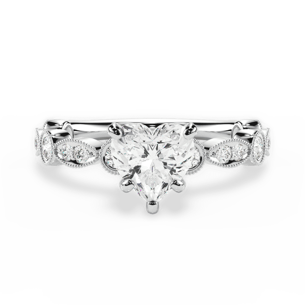 14kt White Gold/18kt White Gold/Platinum/heart/top